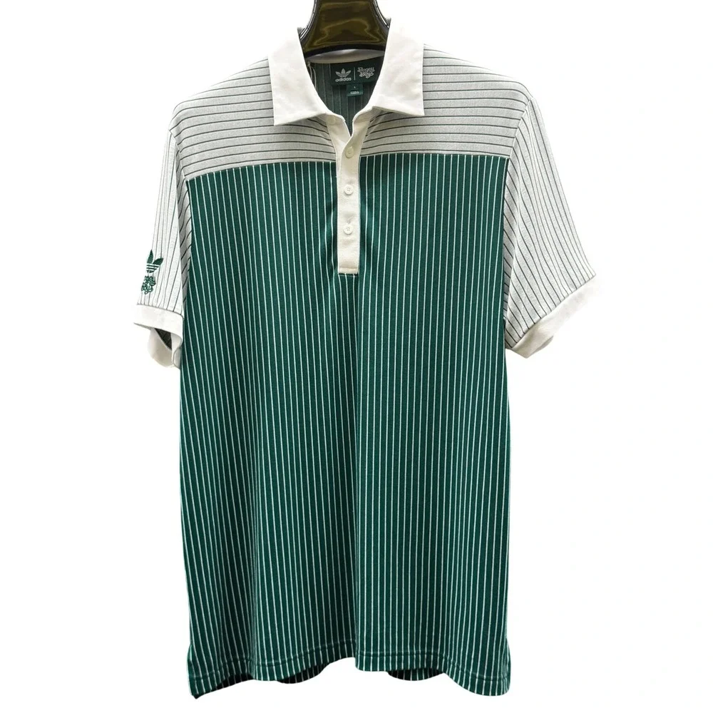 Adidas x Bogey Boys Striped Polo Shirt Green White Men Large IL9294